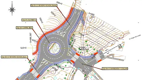 Plano de la nueva glorieta en Ciudad del Aire Rotonda dedicada a la Aviación Española