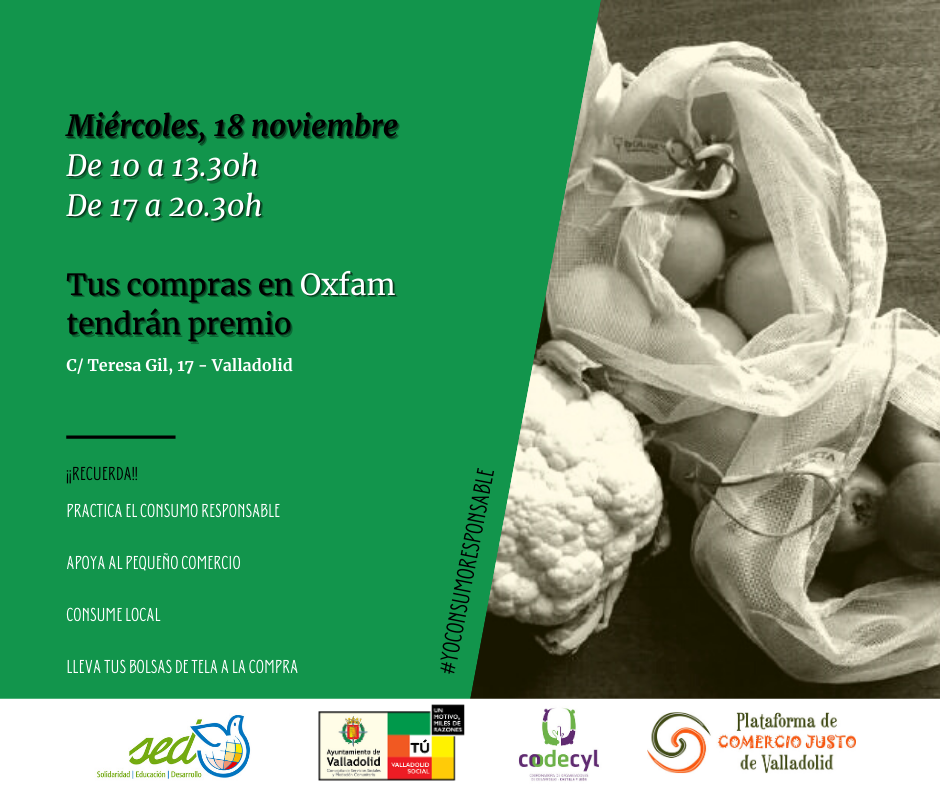 Comprar en Oxfam mañana tiene premio con ONGD SED Comprar en Oxfam mañana tiene premio con ONGD SED