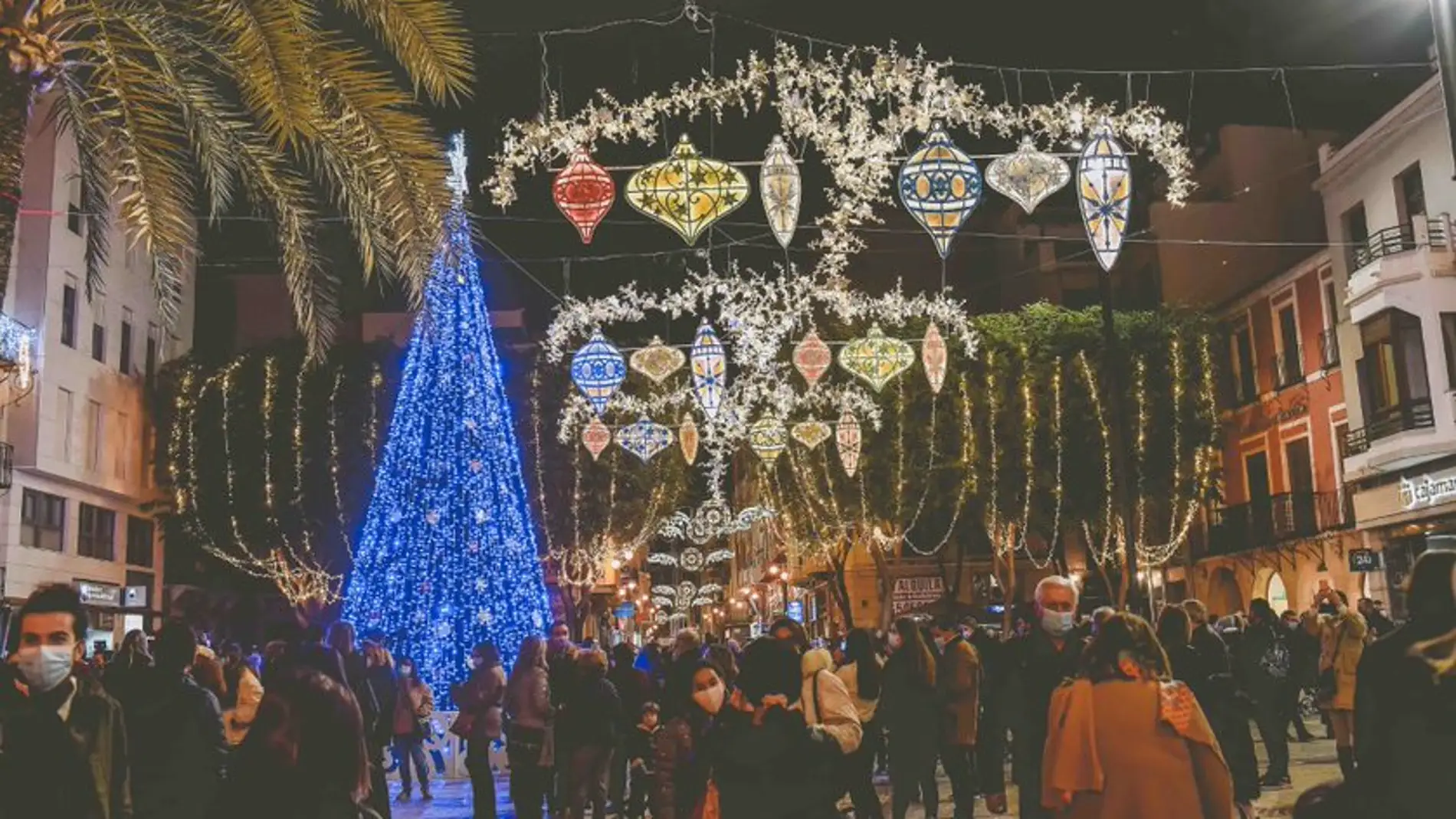 Plaça de Baix de Elche en la Navidad de 2020.