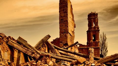Imagen de las ruinas de Belchite, donde tuvo lugar una de las batallas de la Guerra Civil espa&ntilde;ola