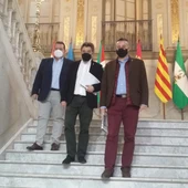 Carlos Martín de la Leona, Leopoldo Sierra y Adrián Fernández en la Diputación de Ciudad Real Carlos Martín de la Leona, Leopoldo Sierra y Adrián Fernández en la Diputación de Ciudad Real