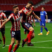 Luis Suárez celebra un gol con el Atlético del Madrid Luis Suárez celebra un gol con el Atlético del Madrid