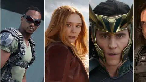 Montaje fotográfico con varias de las series de Marvel que llegarán a Disney+ durante el año 2021 Montaje fotográfico con varias de las series de Marvel que llegarán a Disney+ durante el año 2021