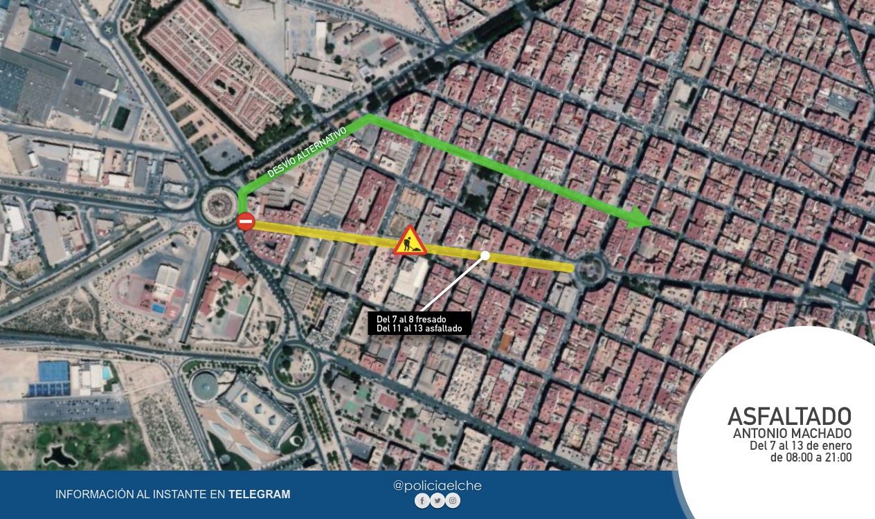 Comienzan los trabajos de asfaltado de la calle Antonio Machado de Elche Comienzan los trabajos de asfaltado de la calle Antonio Machado de Elche