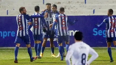 El Alcorcón, en un momento de la Copa del Rey. El Alcorcón, en un momento de la Copa del Rey.