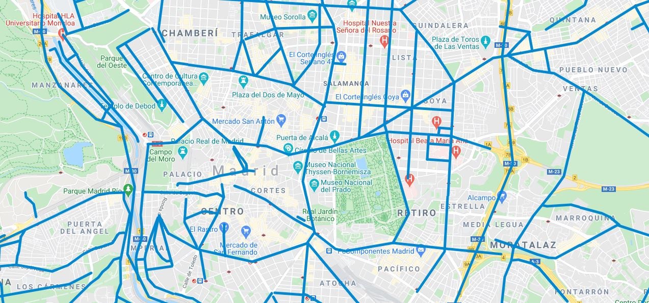 Mapa de calles limpias de nieve en Madrid y calles cortadas hoy sábado en tiempo real Mapa de calles limpias de nieve en Madrid y calles cortadas hoy sábado en tiempo real