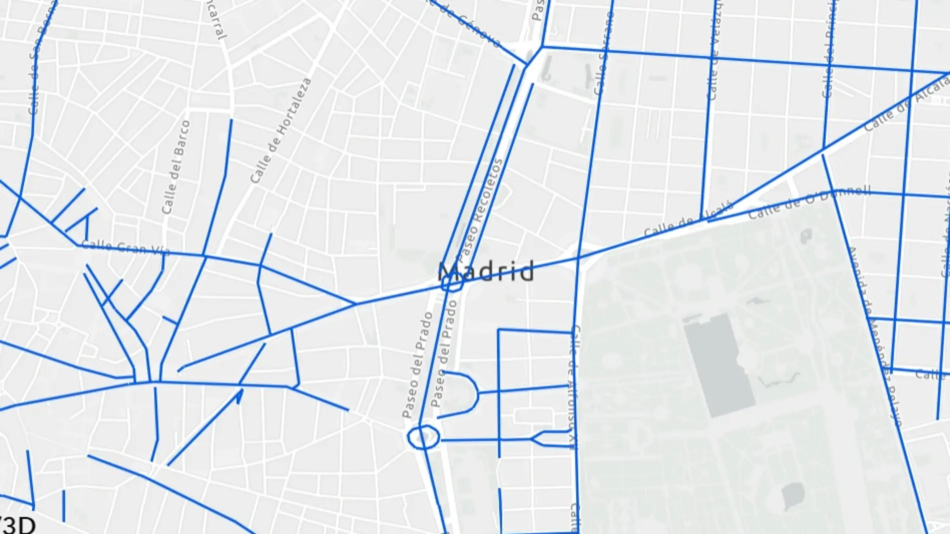 Mapa actualizado de calles cortadas por la nieve en Madrid.