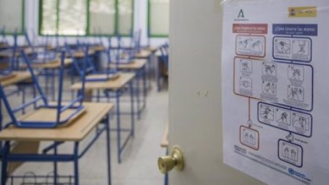 Aula de un colegio durante la pandemia