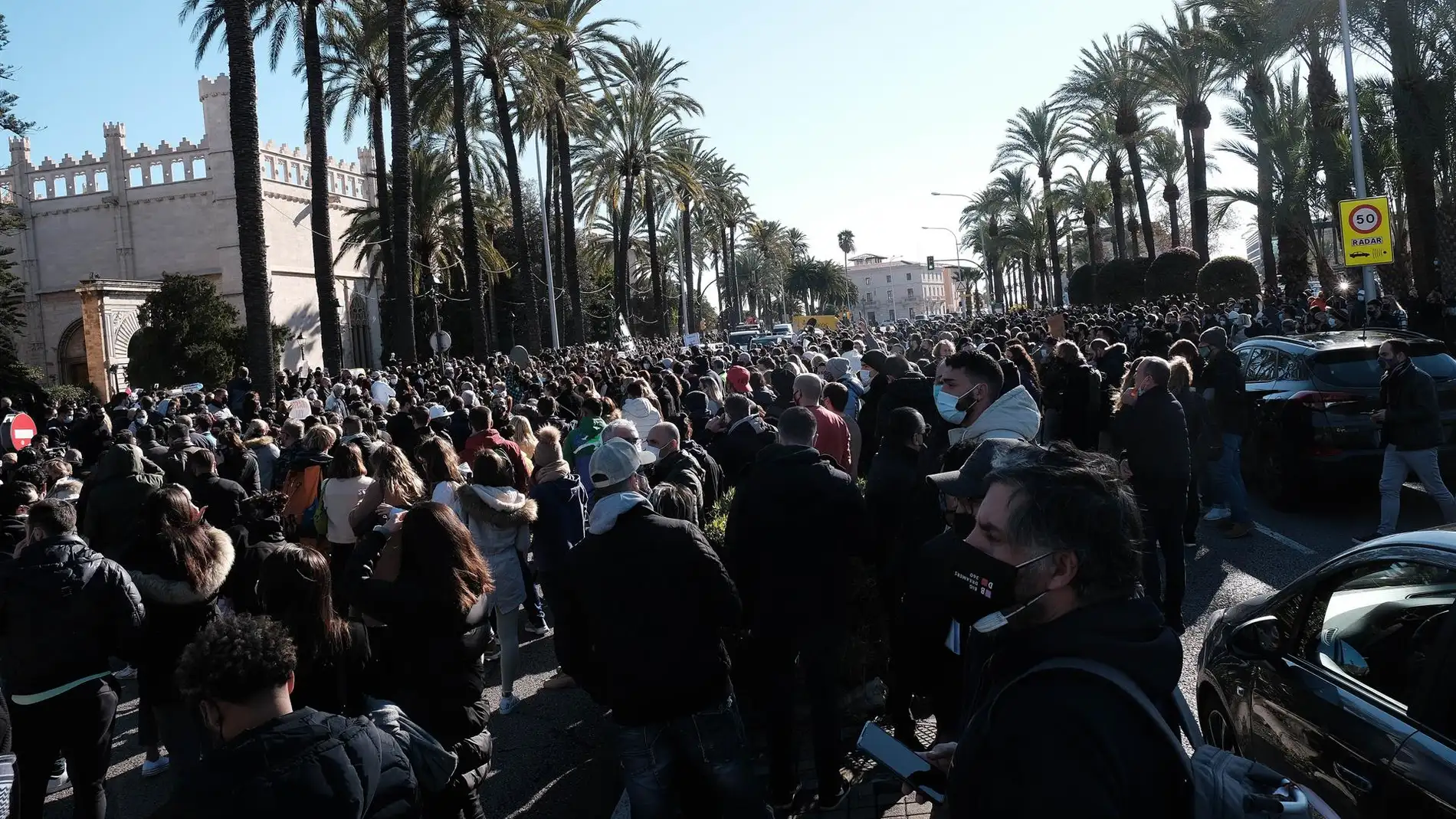Protesta de hosteleros ante las restricciones sanitarias en Mallorca
