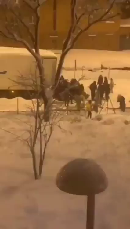 Varias personas saquean un camión de comida en Moratalaz en plena nevada en Madrid Varias personas saquean un camión de comida en Moratalaz en plena nevada en Madrid