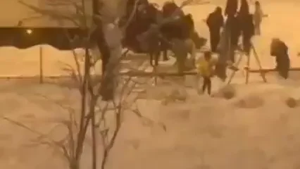 Varias personas saquean un cami&oacute;n de comida en Moratalaz en plena nevada en Madrid