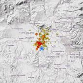 Localización de los terremotos registrados en los últimos días en Granada