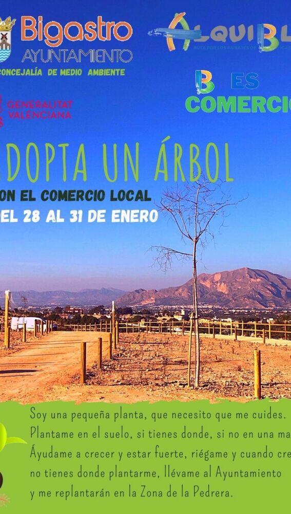 Cartel de la campaña 'Adopta un árbol con el comercio local'
