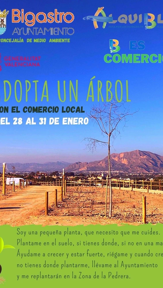 Cartel de la campaña 'Adopta un árbol con el comercio local' Cartel de la campaña 'Adopta un árbol con el comercio local'