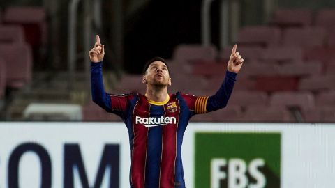 Messi celebra un gol con el Bar&ccedil;a