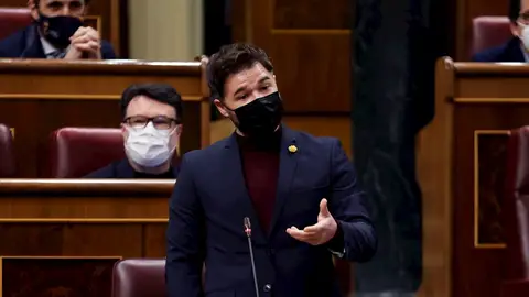 Gabriel Rufián, portavoz de ERC, durante su intervención en el Congreso Gabriel Rufián, portavoz de ERC, durante su intervención en el Congreso