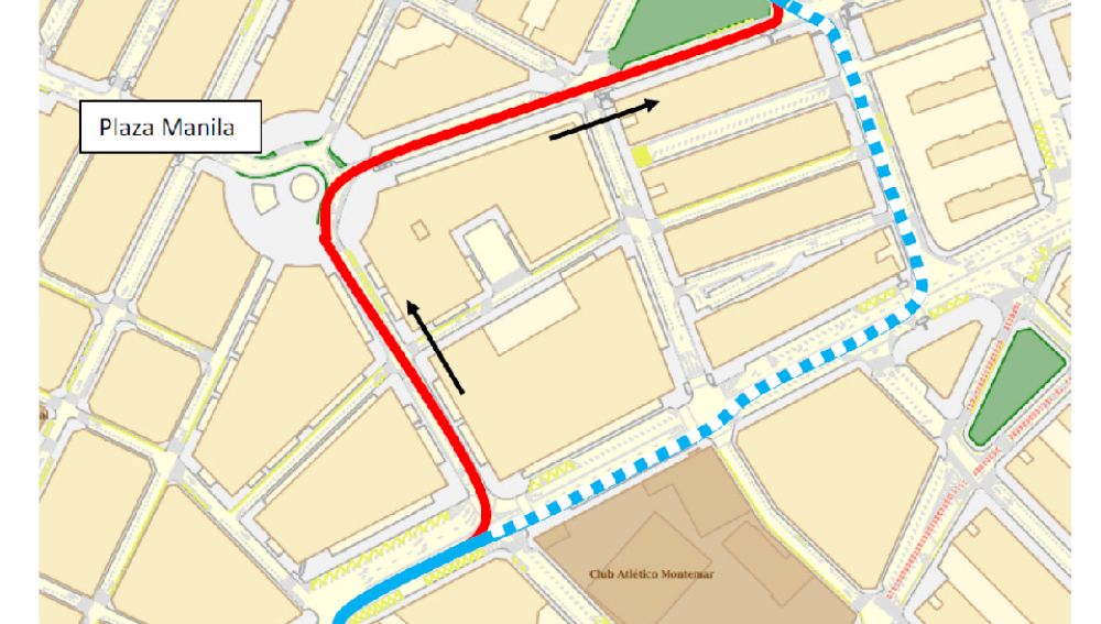 El trazo rojo indica la propuesta de los vecinos