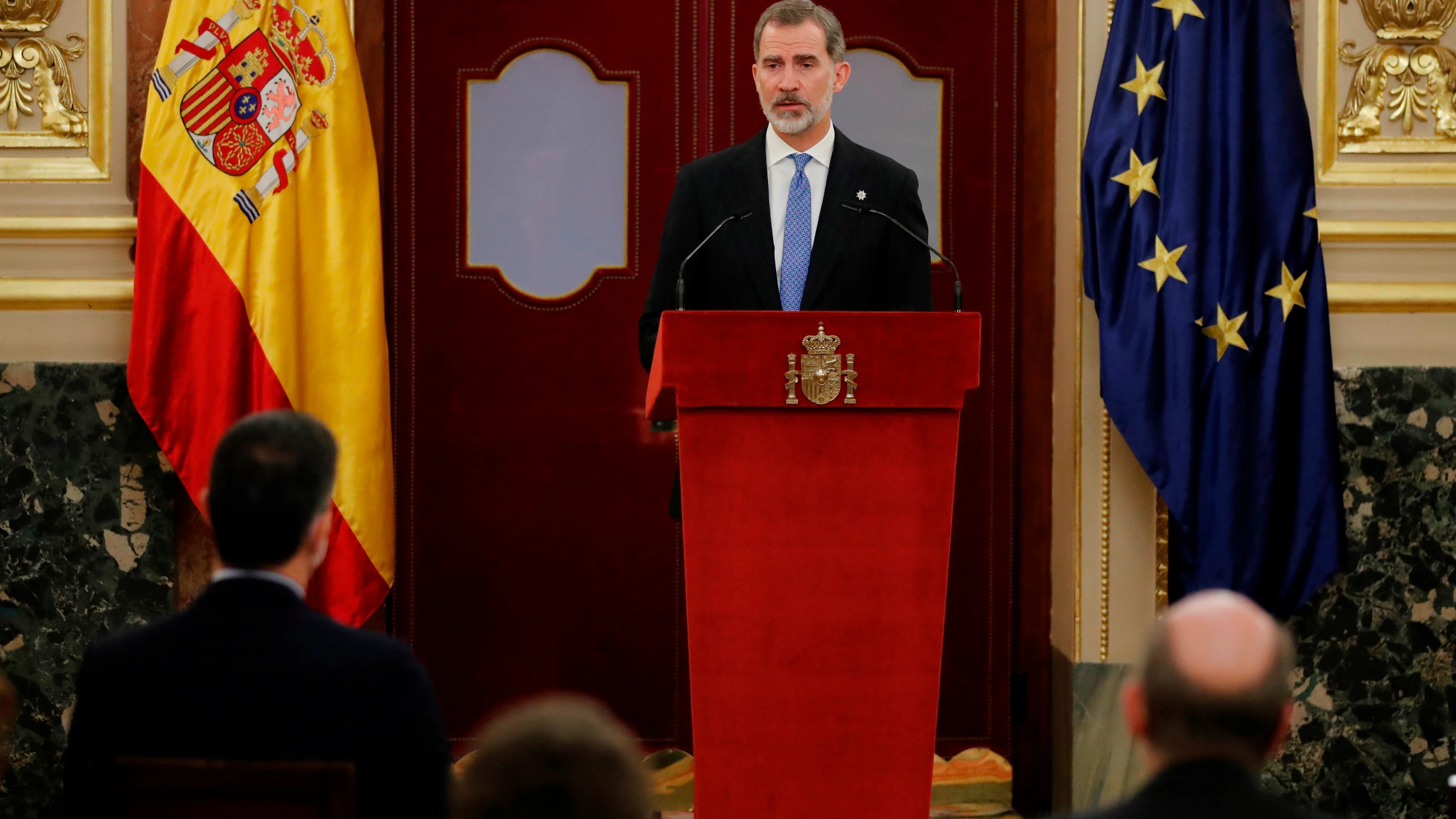 El rey Felipe VI, durante su discurso durante la ceremonia con motivo del 40 aniversario del 23F. El rey Felipe VI, durante su discurso durante la ceremonia con motivo del 40 aniversario del 23F.