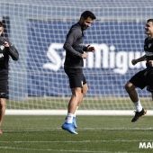 Un momento del entrenamiento del Málaga CF 