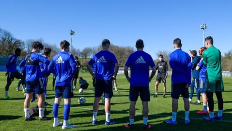 Jugadores del Real Oviedo en un entrenamiento.