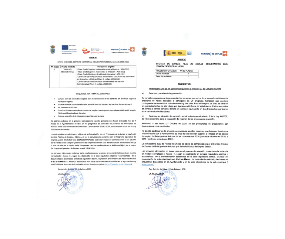 Se ofertan 3 plazas en el Plan de Empleo y Contrato en Prácticas. Se ofertan 3 plazas en el Plan de Empleo y Contrato en Prácticas.