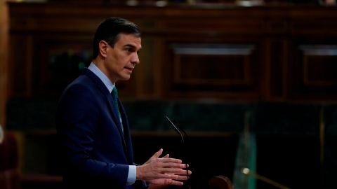 l presidente del Gobierno, Pedro S&aacute;nchez, interviene este mi&eacute;rcoles durante la sesi&oacute;n de control en el Congreso de los Diputados