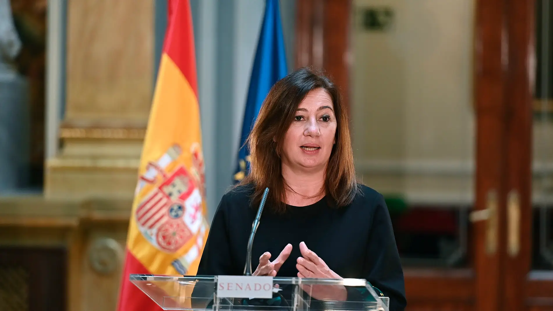La presidenta de Baleares, Francina Armengol , en rueda de prensa.