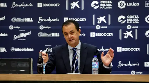 José María Muñoz en un momento de la rueda de prensa Administrador judicial del Málaga CF
