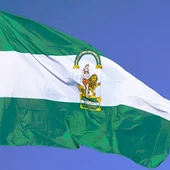 Imagen de archivo de la bandera de la comunidad autónoma andaluza Imagen de archivo de la bandera de la comunidad autónoma andaluza