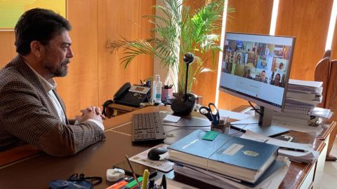 Luis Barcala en un pleno telemático (archivo) Luis Barcala en un pleno telemático (archivo)
