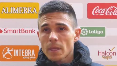 Comparecencia de Djuka en zona mixta tras el partido contra el Espanyol