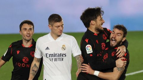 Portu celebra su gol en presencia de Toni Kroos