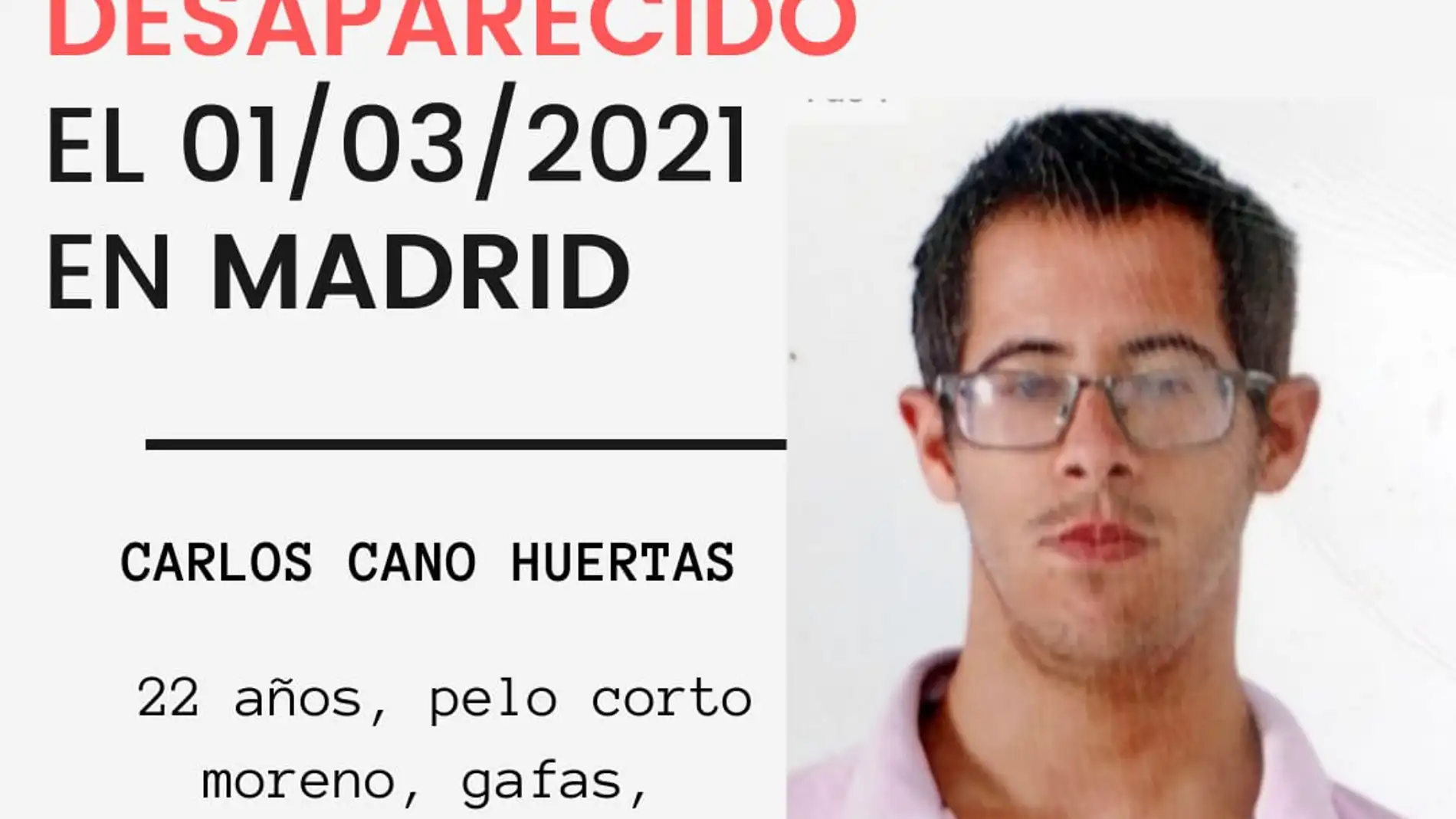 Desaparece un joven de 22 años con autismo en Madrid