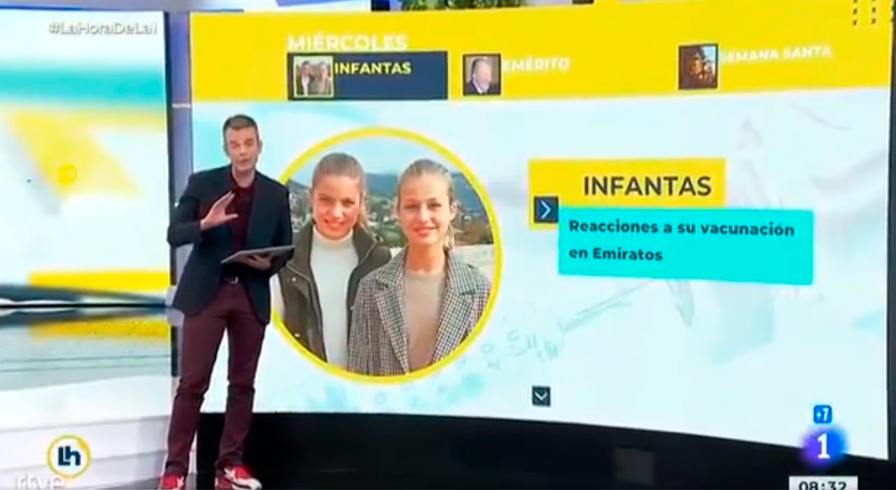 RTVE desata la polémica al contar la noticia de la vacunación de las infantas Cristina y Elena con una fotografía de Leonor y Sofía RTVE desata la polémica al contar la noticia de la vacunación de las infantas Cristina y Elena con una fotografía de Leonor y Sofía
