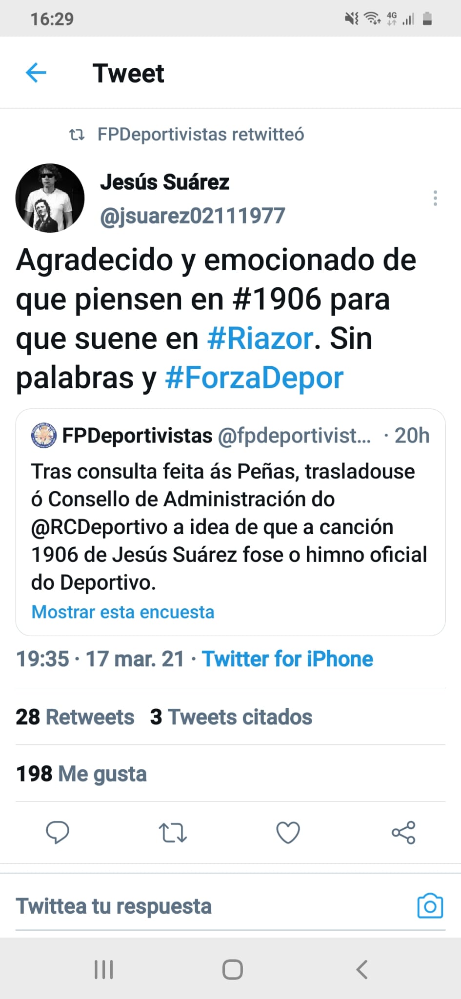 La Federación de Peñas del Dépor abre consulta para que "1906" de Jesús Suárez sea el nuevo himno La Federación de Peñas del Dépor abre consulta para que "1906" de Jesús Suárez sea el nuevo himno