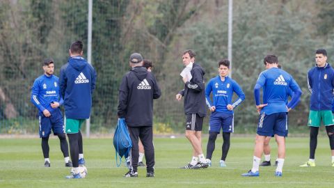 Ziganda, en un entrenamiento del Real Oviedo.