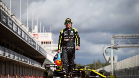 Fernando Alonso en el primer test de la temporada con Alpine