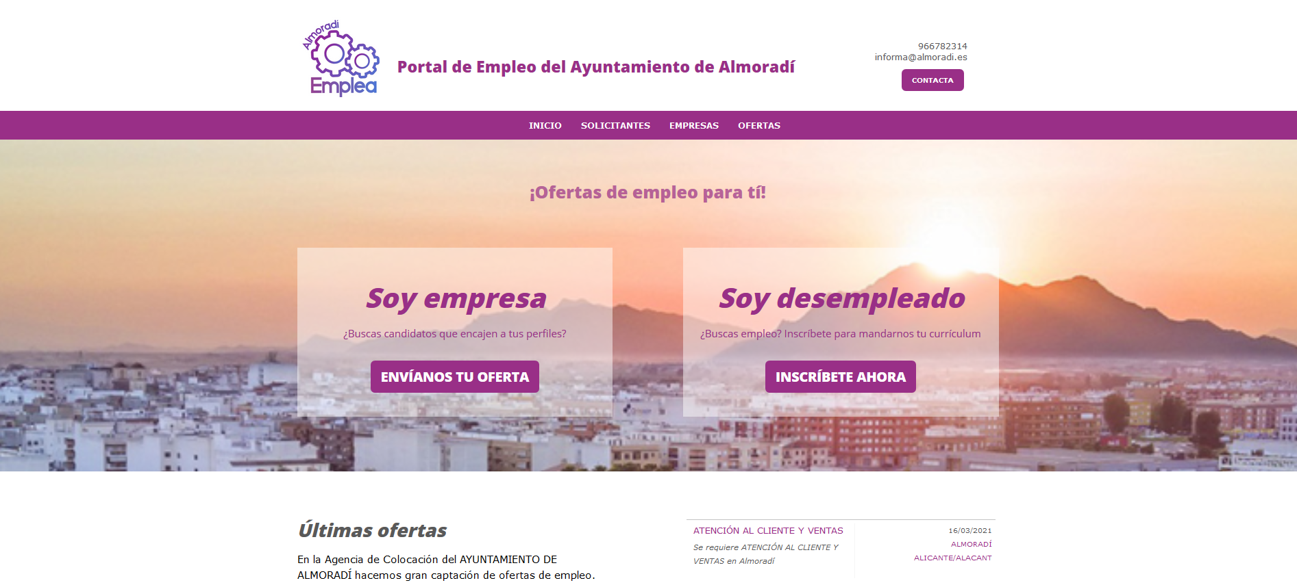 La concejalía de Empleo, pone en marcha un nuevo portal de empleo con la intención de ayudar tanto a aquellas personas que están buscando empleo como a las empresas que necesiten trabajadores para poder ofrecer sus servicios La concejalía de Empleo, pone en marcha un nuevo portal de empleo con la intención de ayudar tanto a aquellas personas que están buscando empleo como a las empresas que necesiten trabajadores para poder ofrecer sus servicios