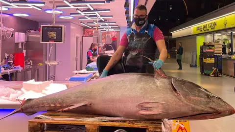Pedro Huerta con el Atún Rojo de 234 kilos Pedro Huerta con el Atún Rojo de 234 kilos