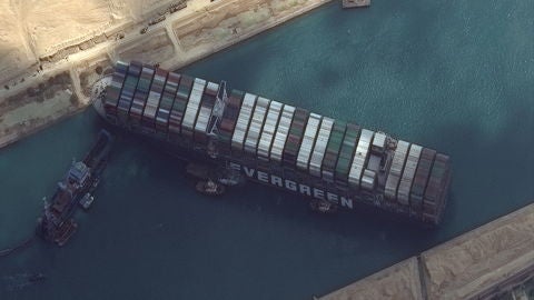 El canal de Suez, bloqueado