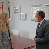 Mestre y Román, durante la reunión Mestre y Román, durante la reunión