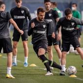 Orlando Sá en un entrenamiento del Málaga CF