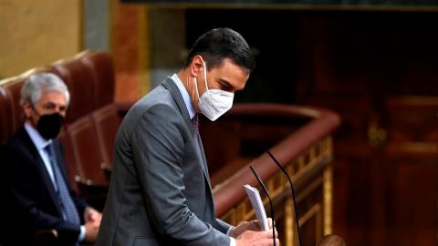 El presidente del Gobierno, Pedro Sánchez durante la sesión de este miércoles en el Congreso 