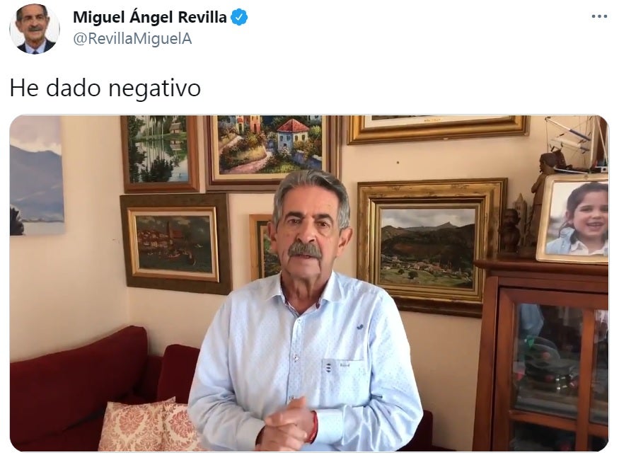 Miguel Ángel Revilla, negativo por coronavirus Miguel Ángel Revilla, negativo por coronavirus
