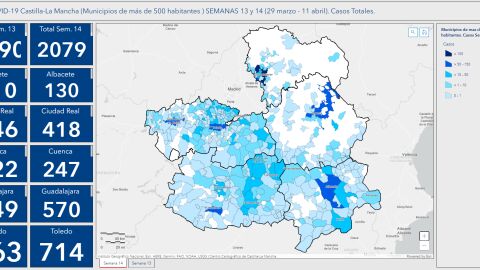 Mapa de la evolución del coronavirus en Castilla-La Mancha Mapa de la evolución del coronavirus en Castilla-La Mancha