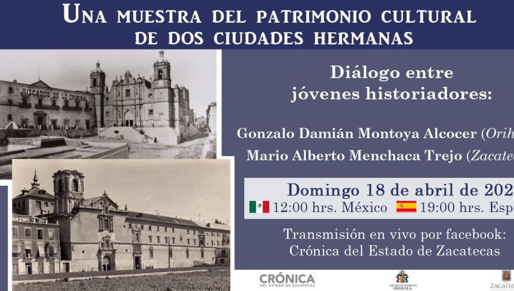 En este encuentro se tratará sobre ‘Una muestra del patrimonio cultural de dos ciudades hermanas’ continuando con las actividades que se vienen realizando gracias al hermanamiento existente entre Orihuela y la ciudad mexicana de Zacatecas En este encuentro se tratará sobre ‘Una muestra del patrimonio cultural de dos ciudades hermanas’ continuando con las actividades que se vienen realizando gracias al hermanamiento existente entre Orihuela y la ciudad mexicana de Zacatecas