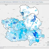 Mapa casos totales, periodo 29 de marzo al 11 de abril Mapa casos totales, periodo 29 de marzo al 11 de abril