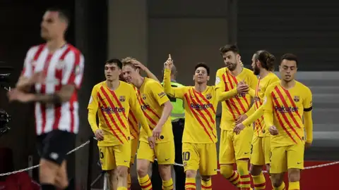 Leo Messi celebra su gol, tercero del equipo ante el Athletic Leo Messi celebra su gol, tercero del equipo ante el Athletic