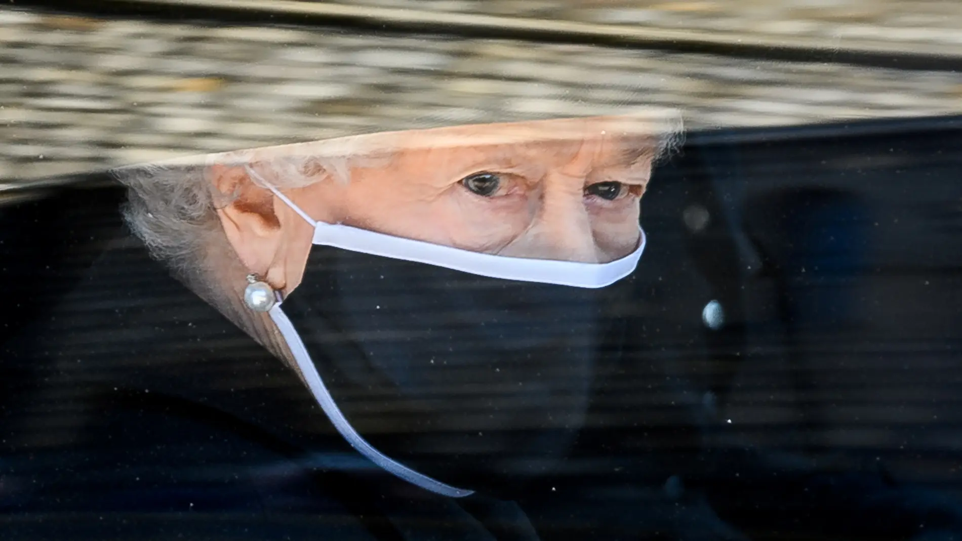 La reina Isabel II, durante el funeral del duque de Edimburgo