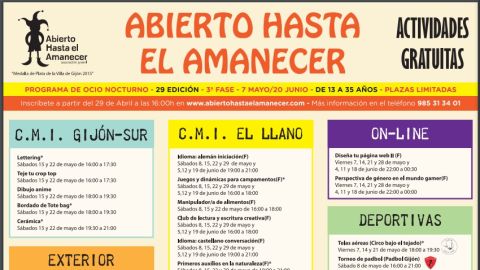 Programa de actividades de Abierto hasta el Amanecer
